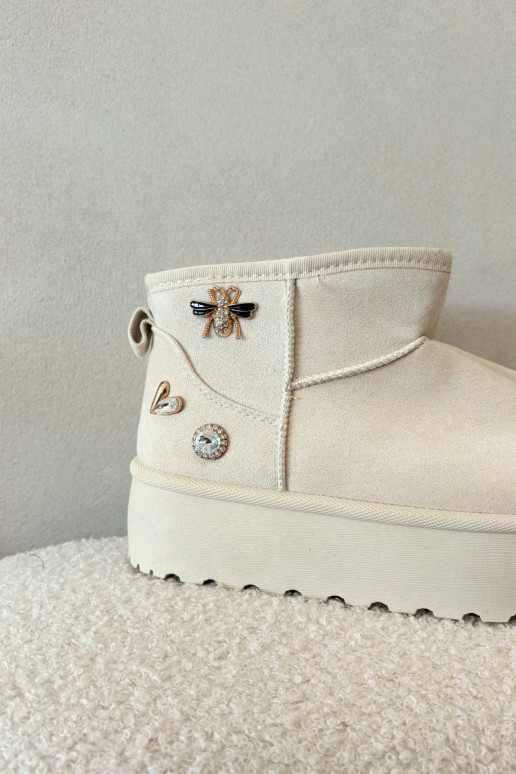 Sniega zābaki sievietēm ar platformu un āķiem ziloņkaula krāsā Tai turielle