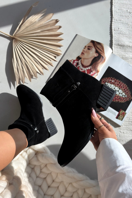 Sieviešu zābaciņi no mākslīgās zamšas, Klocke, siltie, D&A CR52-651, melnā krāsā