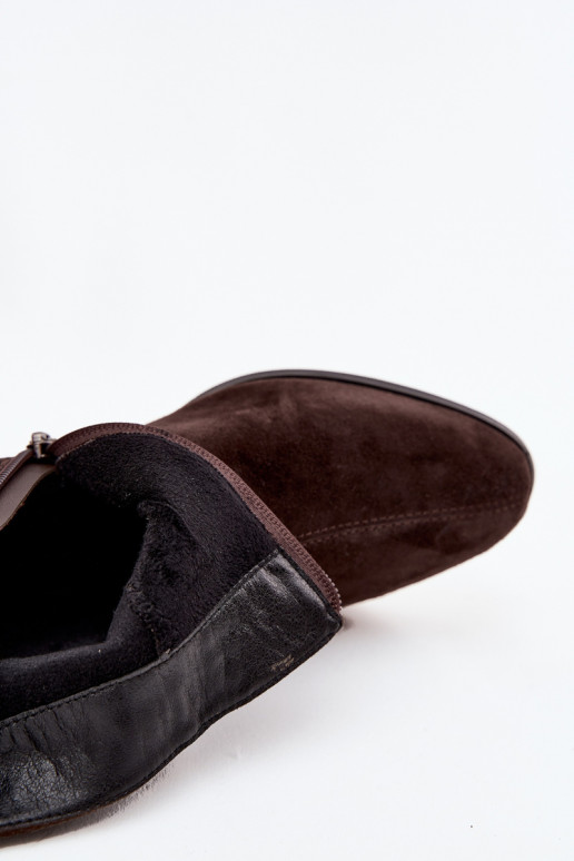 Sieviešu zābaciņi no mākslīgās zamšas, Klocke, siltie, D&A CR52-651, šokolādes krāsā