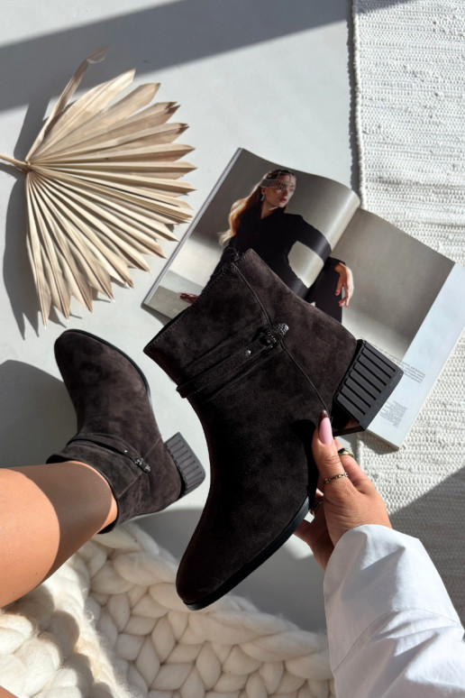 Sieviešu zābaciņi no mākslīgās zamšas, Klocke, siltie, D&A CR52-651, šokolādes krāsā