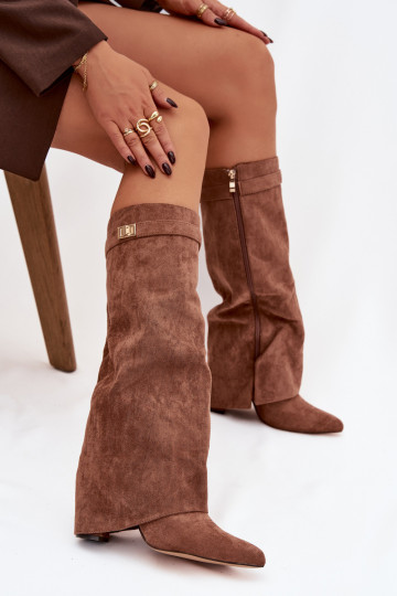 garie zābaki owe Obcas Słupek  siltināti Wywinięta Cholewka smilšu krāsas Evyra