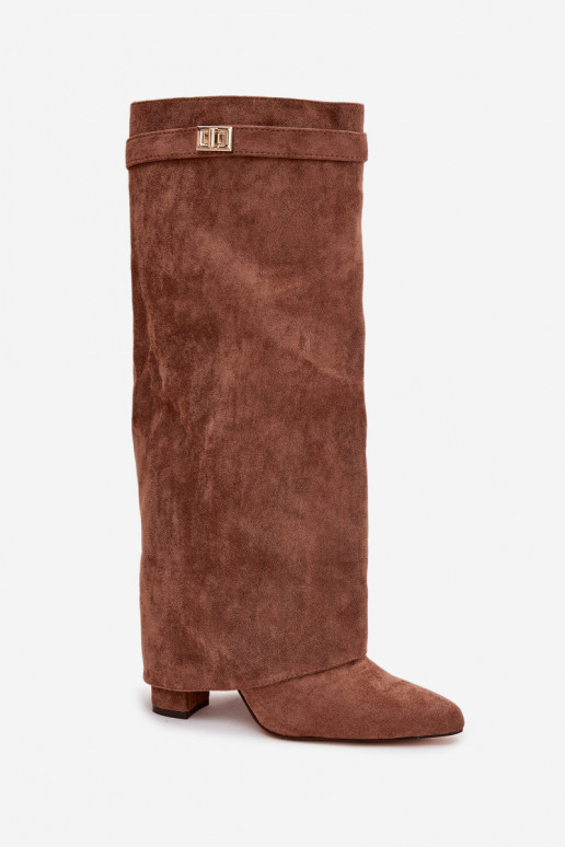 garie zābaki owe Obcas Słupek  siltināti Wywinięta Cholewka smilšu krāsas Evyra