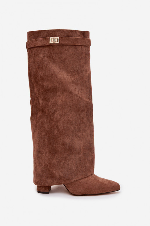 garie zābaki owe Obcas Słupek  siltināti Wywinięta Cholewka smilšu krāsas Evyra