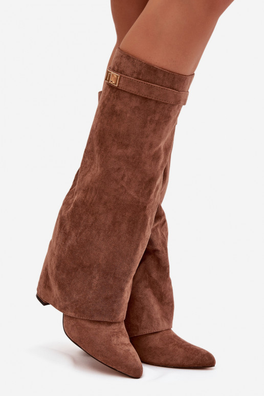 garie zābaki owe Obcas Słupek  siltināti Wywinięta Cholewka smilšu krāsas Evyra