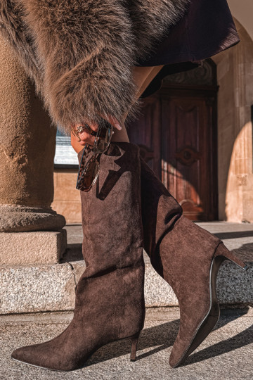 sieviešu garie zābaki Z u  ar papēdi Czekoladowe Phelin 2