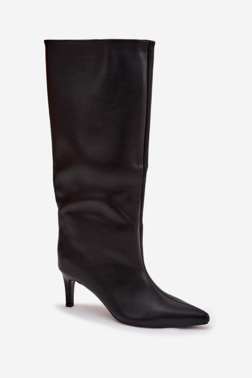 sieviešu garie zābaki  ar papēdi  Melns Olyvia