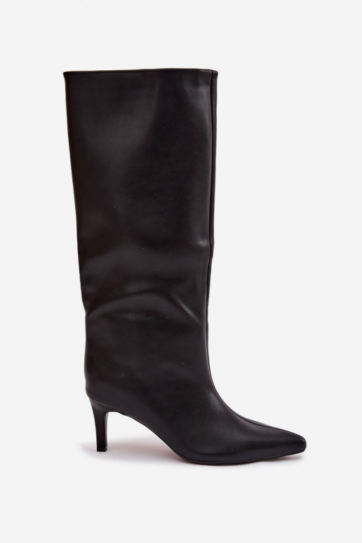 sieviešu garie zābaki  ar papēdi  Melns Olyvia