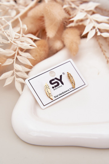 ar stilīgām detaļāmi Listki ar mirdzošiem spīdumiņiem Stal Nierdzewna Zelta krāsas