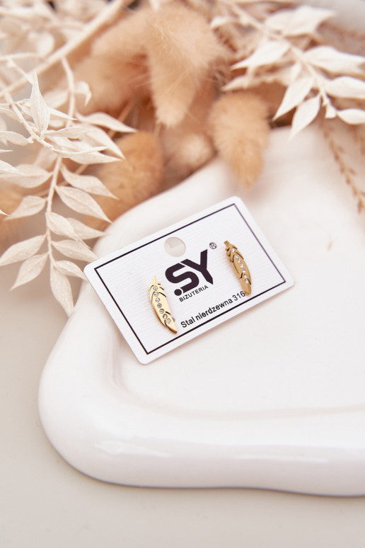 ar stilīgām detaļāmi Listki ar mirdzošiem spīdumiņiem Stal Nierdzewna Zelta krāsas