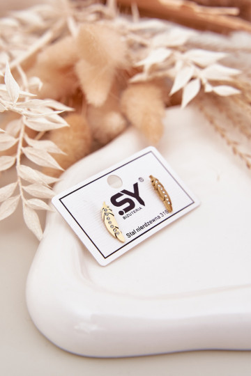 ar stilīgām detaļāmi Listki ar mirdzošiem spīdumiņiem Stal Nierdzewna Zelta krāsas 2