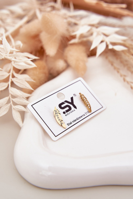 ar stilīgām detaļāmi Listki ar mirdzošiem spīdumiņiem Stal Nierdzewna Zelta krāsas