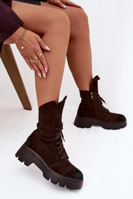 zābaki  Z Naturalnego Zamszu Zazoo 976 Czekoladowe