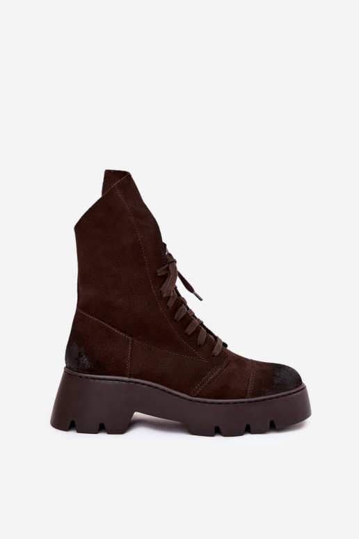 zābaki  Z Naturalnego Zamszu Zazoo 976 Czekoladowe