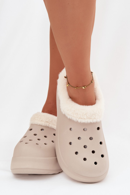 Vieglas čības uz pirksta sieviešu čības siltināti ar kažokādu Haki krāsas Palvine