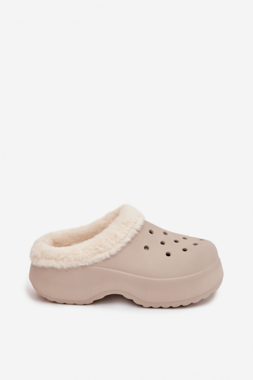 Vieglas čības uz pirksta sieviešu čības siltināti ar kažokādu Haki krāsas Palvine