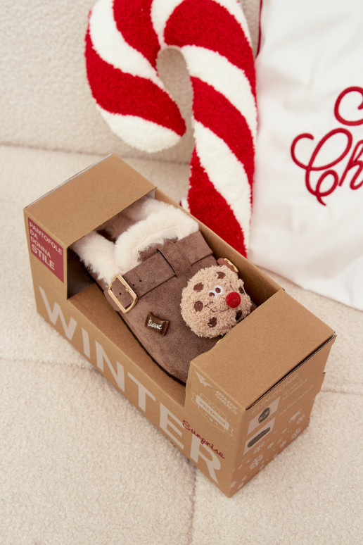 Čības   I ar sprādzēm siltināti ar kažokādu brūnas krāsas Thalora