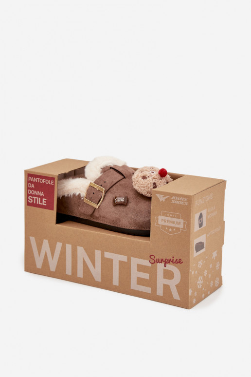 Čības   I ar sprādzēm siltināti ar kažokādu brūnas krāsas Thalora