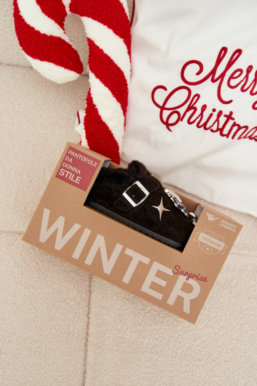 Čības   I ar sprādzēm siltināti ar kažokādu Melns Thalora