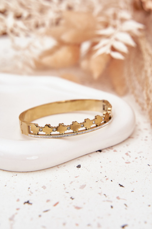 Aproce no nerūsējošā tērauda Ozdobiona Cyrkoniami Zelta krāsas