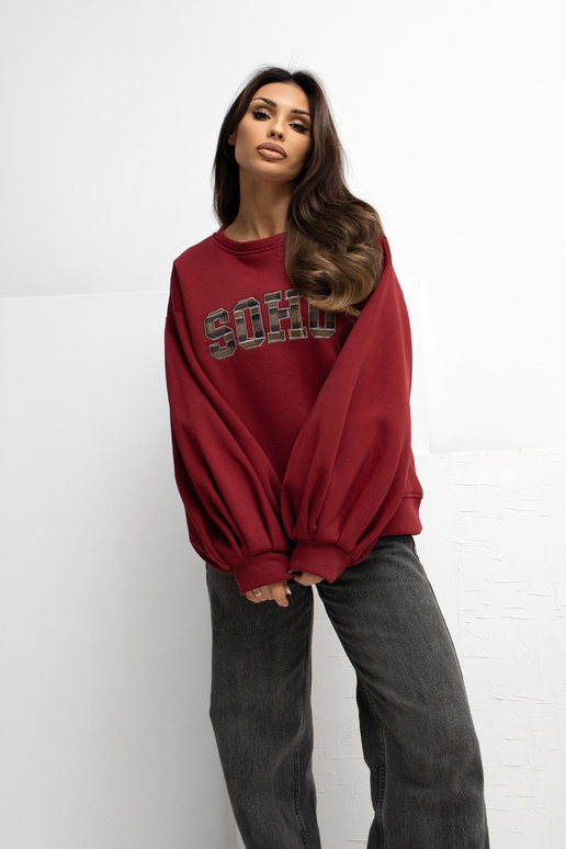 Bordo krāsas krekls ar rāvējslēdzēju