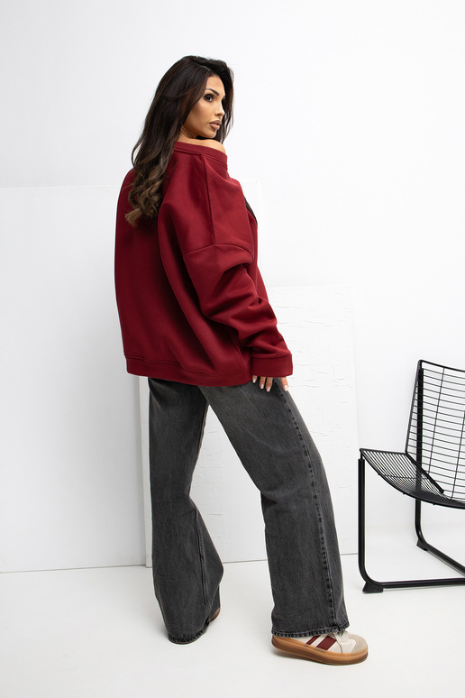 Bordo krāsas džemperis ar rāvējslēdzēju