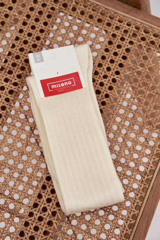 Garās merino vilnas zeķes ziloņkaula krāsā