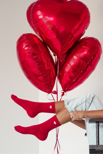 Zeķes  Drobne Serduszko sarkanas krāsas