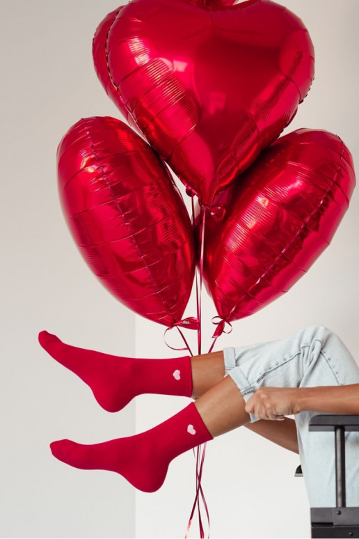 Zeķes  Drobne Serduszko sarkanas krāsas