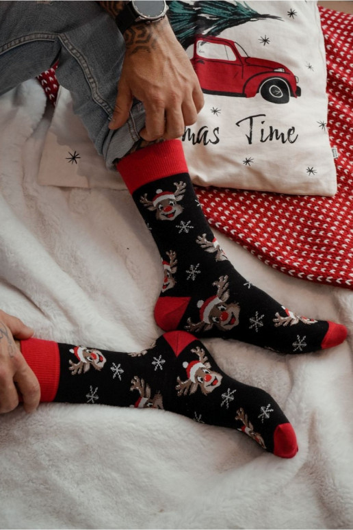 Vīriešu zeķes Christmas Uśmiechnięte y Melns