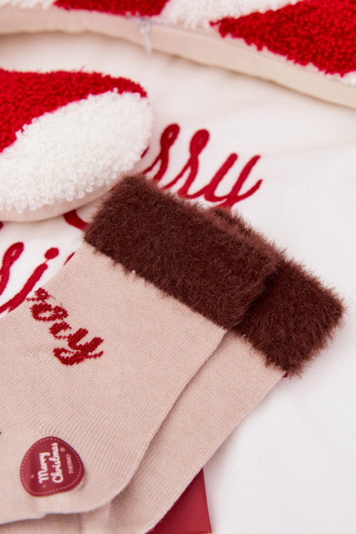 Ziemassvētku zeķes Bērnu apavi ar kažokādu  Wełna  smilšu krāsas