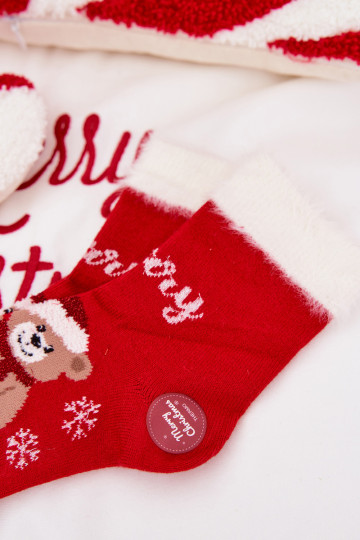 Ziemassvētku zeķes Bērnu apavi ar kažokādu I m I Wełna  sarkanas krāsas