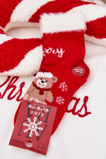 Ziemassvētku zeķes Bērnu apavi ar kažokādu I m I Wełna  sarkanas krāsas 2