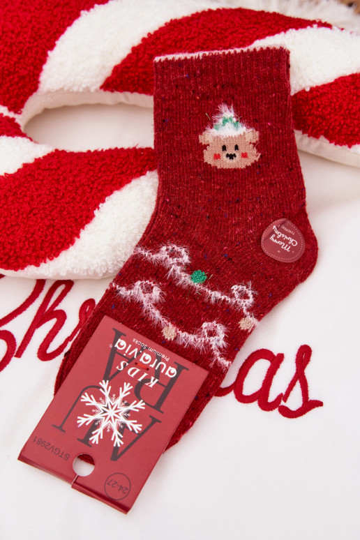 Bērnu apavi Christmas Zeķes  Wełna  sarkanas krāsas