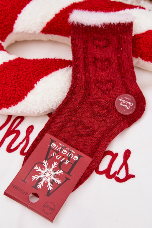 Bērnu apavi Christmas Zeķes  Wełna  sarkanas krāsas