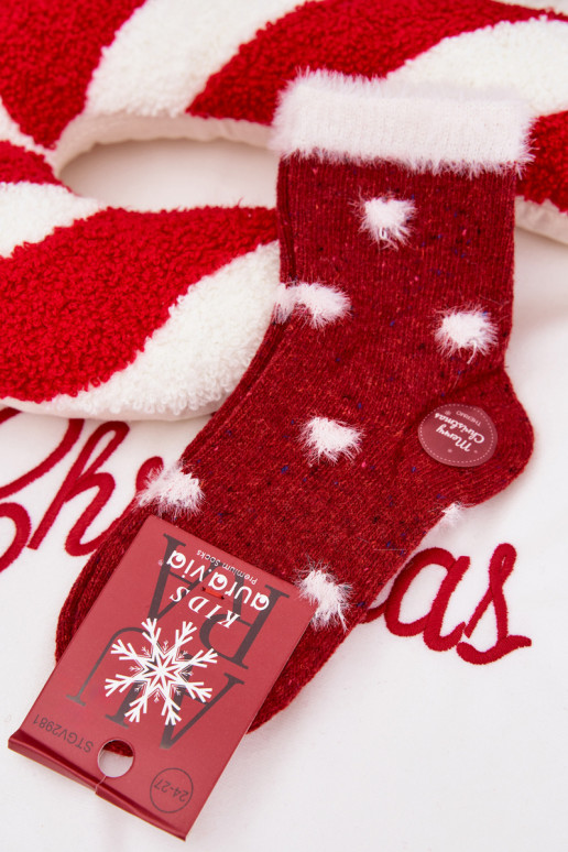 Bērnu apavi Christmas Zeķes  ar kažokādu Wełna  sarkanas krāsas