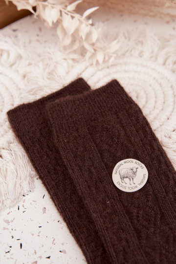 Zeķes  Wełniane Czekoladowe