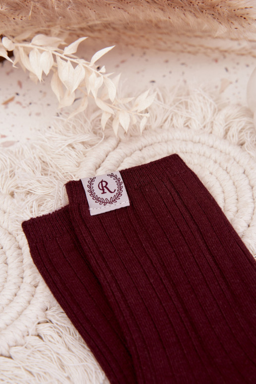 Kokvilnas zeķes ar svītrām  bordo krāsas