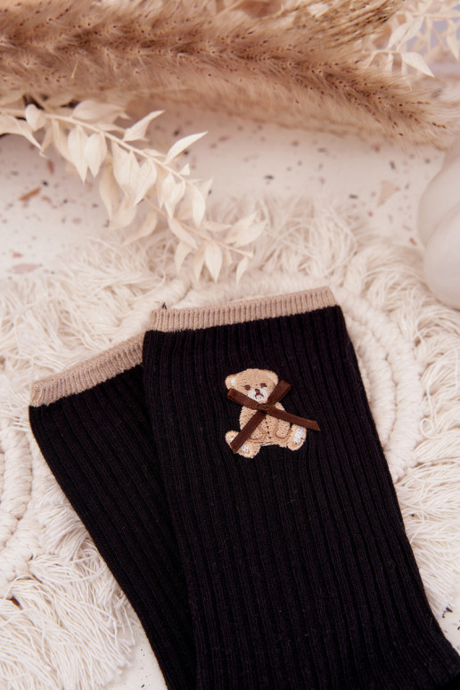 Kokvilnas zeķes ar svītrām  Melns