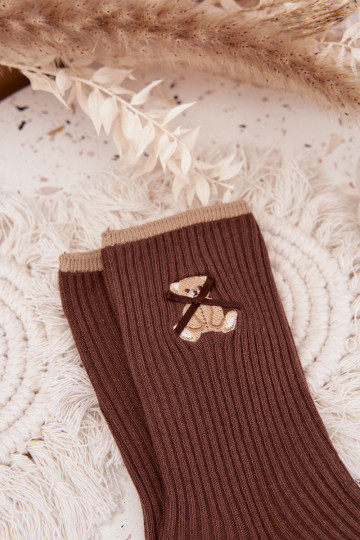 Kokvilnas zeķes ar svītrām  Czekoladowe