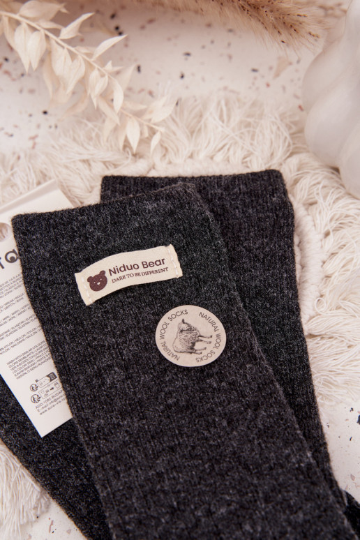 silti Wełniane Zeķes  Z Naszywką pelēkas krāsas