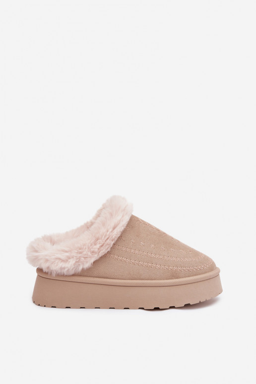 sniega apavi  ar platformu ar kažokādu I Przeszyciami Ziloņkaula krāsas Arelina