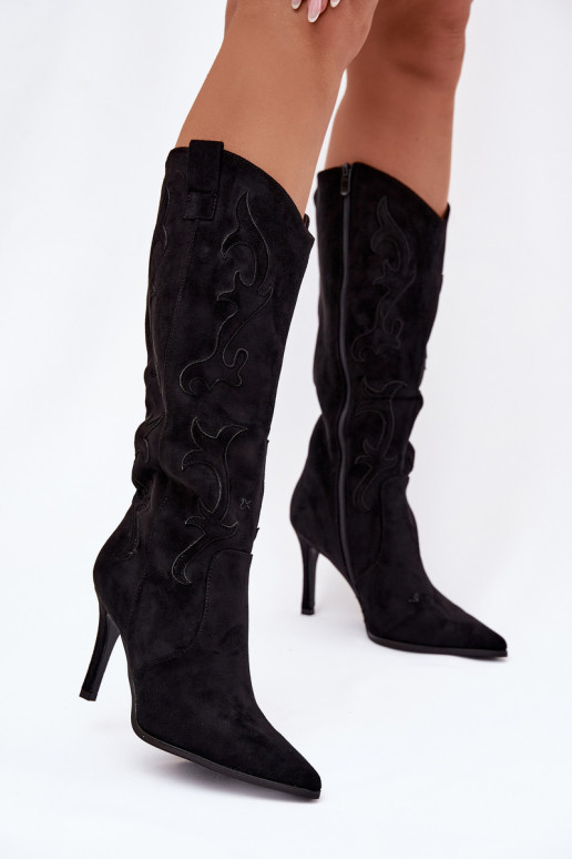 sieviešu garie zābaki ar papēdi  Z u Melns Belonia