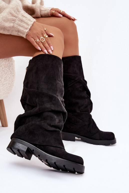 Sieviešu garie zābaki  ar saburzītu zoli Melns Ilvessa