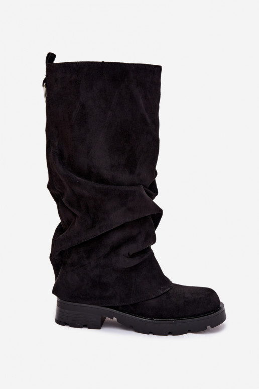 Sieviešu garie zābaki  ar saburzītu zoli Melns Ilvessa