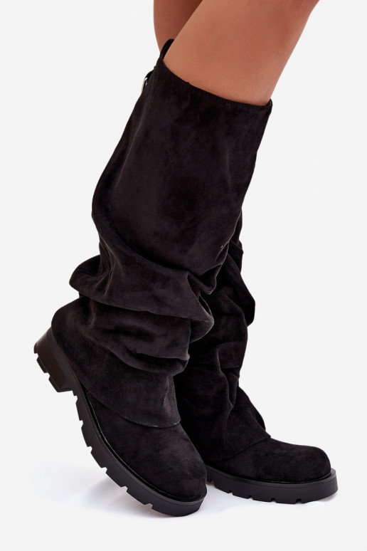 Sieviešu garie zābaki  ar saburzītu zoli Melns Ilvessa