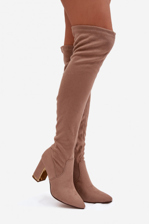 sieviešu garie zābaki owe  ar papēdi smilšu krāsas Thamine