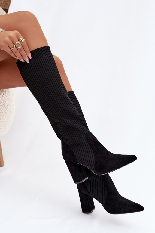 sieviešu garie zābaki ar papēdi Melns Yserine