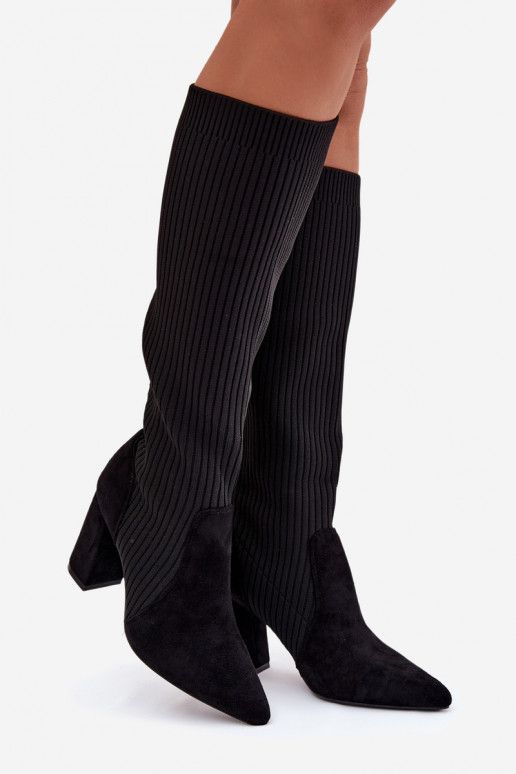 sieviešu garie zābaki ar papēdi Melns Yserine