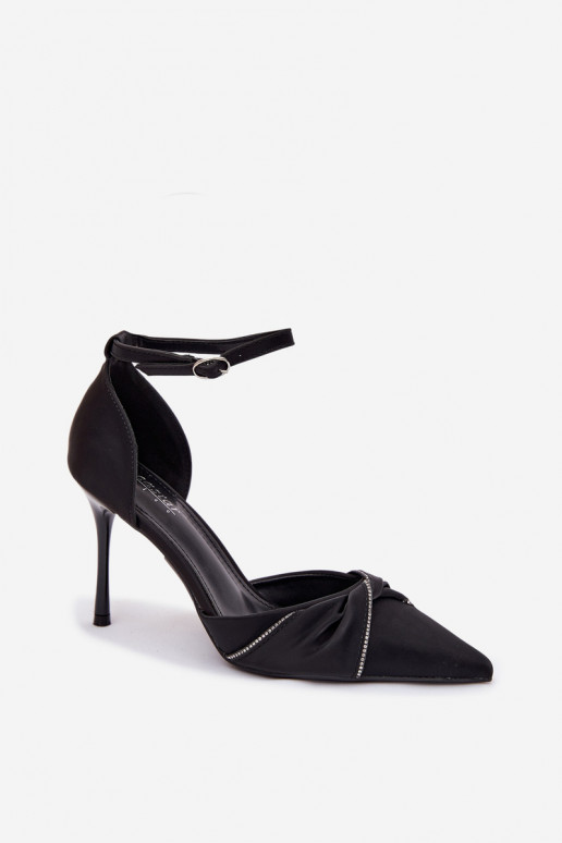 augstpapēžu kurpes ar mirdzošiem spīdumiņiem Melns Katlina