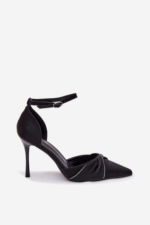 augstpapēžu kurpes ar mirdzošiem spīdumiņiem Melns Katlina